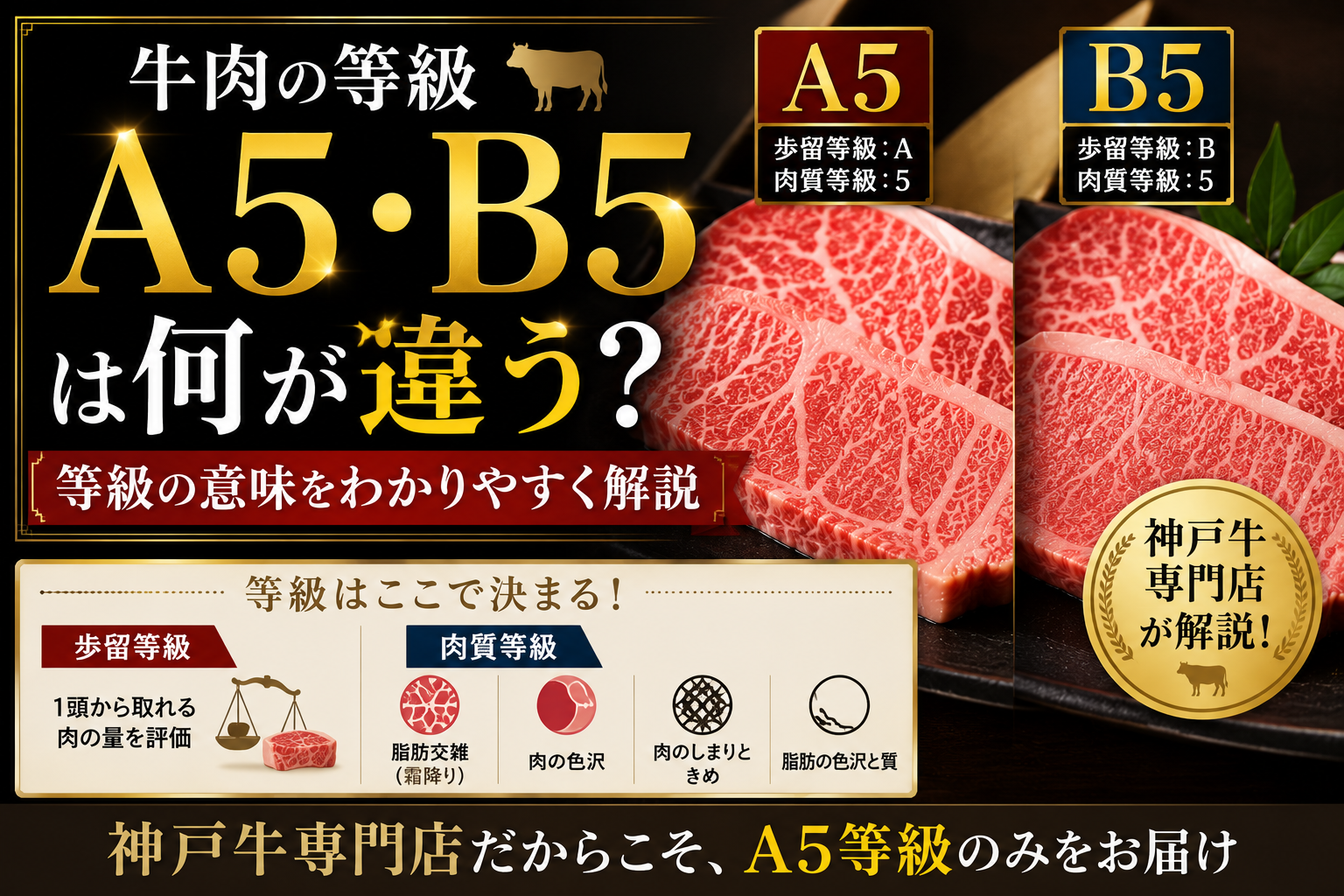 牛肉の等級A5・B5は何が違う?神戸牛専門店が等級の意味をわかりやすく解説