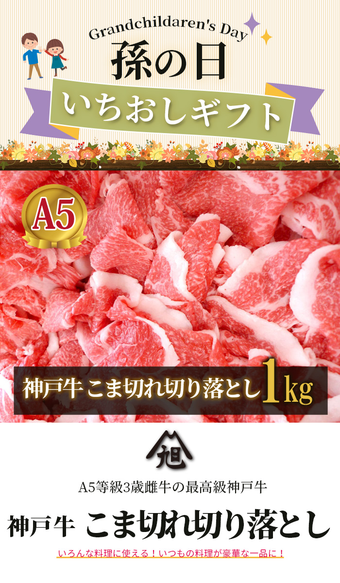 【送料無料】神戸牛 こま切れ切り落とし 1kg