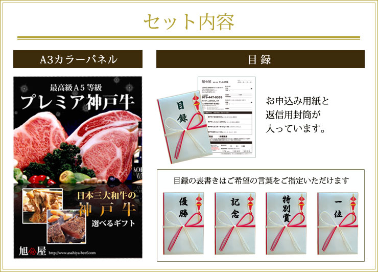 送料無料】＜Ａ3パネル・目録付＞神戸牛目録ギフトセット11000円｜神戸